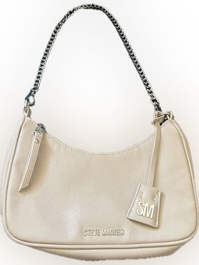 Steve Madden Beige Shoulder Bag with Chain Handle
